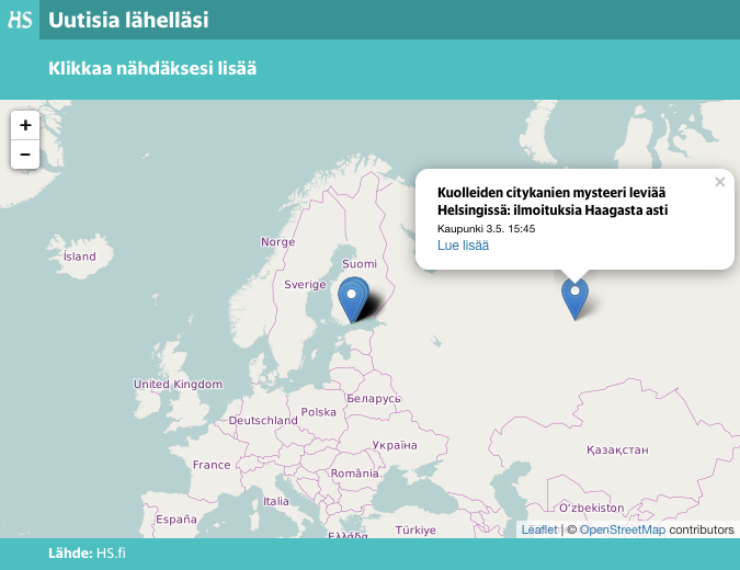 Kuvakaappaus uutisesta HS:n verkkosivuilla.